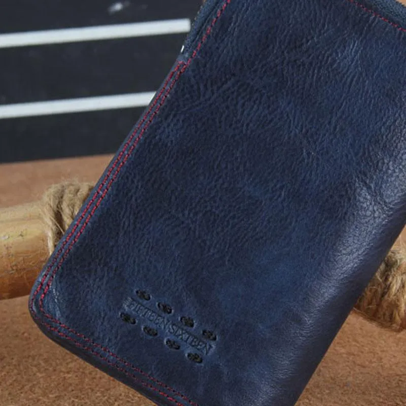 Handmade Genuine Leather Mens Cool Slim Leather billfold Wallet Men Small Wallets Bifold for Men