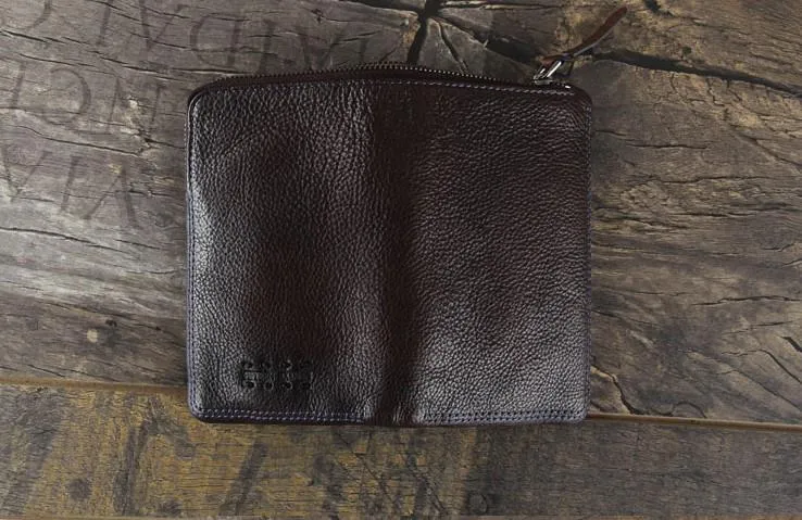 Handmade Genuine Leather Mens Cool Slim Leather billfold Wallet Men Small Wallets Bifold for Men