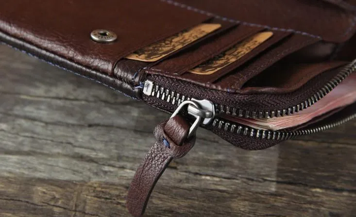 Handmade Genuine Leather Mens Cool Slim Leather billfold Wallet Men Small Wallets Bifold for Men