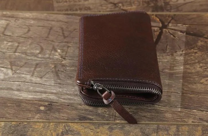 Handmade Genuine Leather Mens Cool Slim Leather billfold Wallet Men Small Wallets Bifold for Men