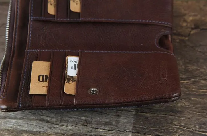 Handmade Genuine Leather Mens Cool Slim Leather billfold Wallet Men Small Wallets Bifold for Men