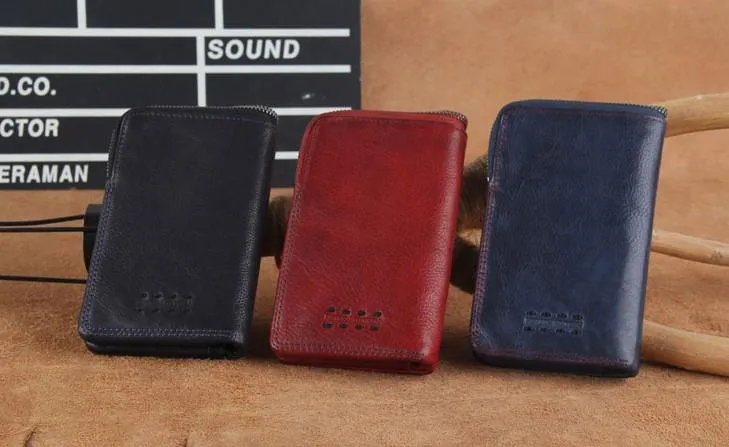 Handmade Genuine Leather Mens Cool Slim Leather billfold Wallet Men Small Wallets Bifold for Men