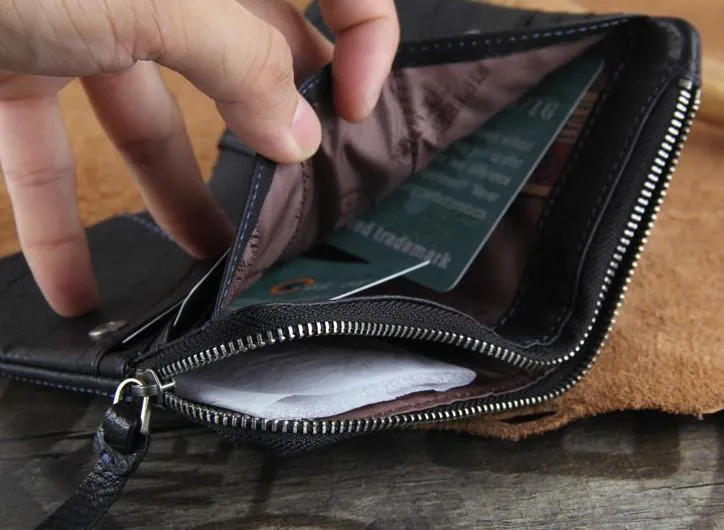 Handmade Genuine Leather Mens Cool Slim Leather billfold Wallet Men Small Wallets Bifold for Men