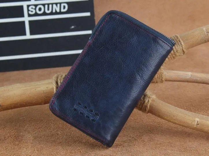 Handmade Genuine Leather Mens Cool Slim Leather billfold Wallet Men Small Wallets Bifold for Men