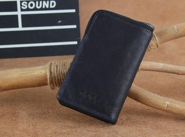 Handmade Genuine Leather Mens Cool Slim Leather billfold Wallet Men Small Wallets Bifold for Men