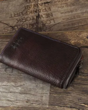 Handmade Genuine Leather Mens Cool Slim Leather billfold Wallet Men Small Wallets Bifold for Men