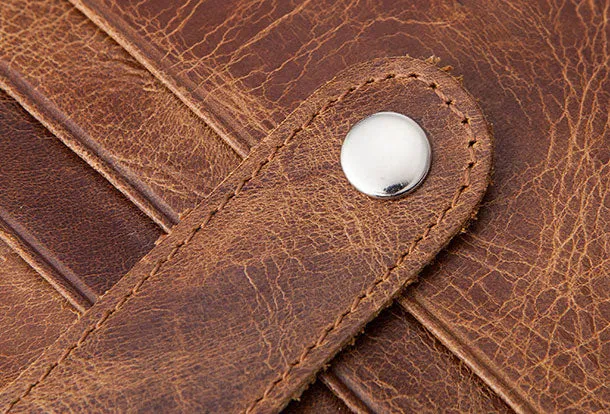 Handmade Genuine Leather Slim Zip Cards Wallet billfold Wallet Coin Purse Bag For Mens
