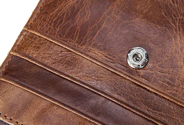 Handmade Genuine Leather Slim Zip Cards Wallet billfold Wallet Coin Purse Bag For Mens