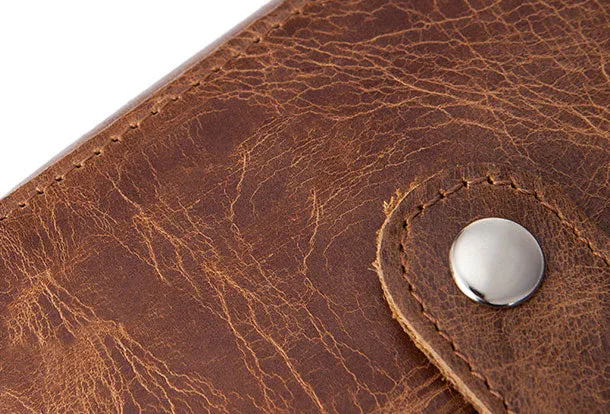 Handmade Genuine Leather Slim Zip Cards Wallet billfold Wallet Coin Purse Bag For Mens