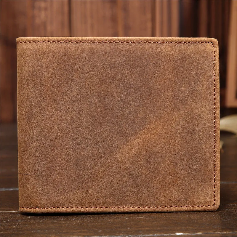 Handmade Genuine Leather Vintage Mens Wallets Cool billfold Slim Bifold Wallet Card Wallet Purse for Mens