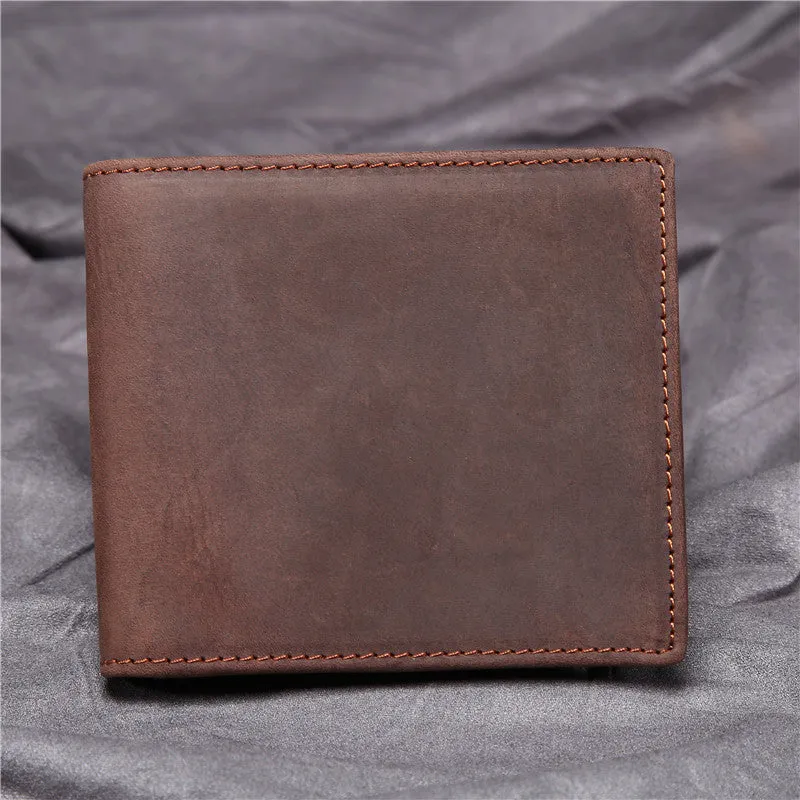 Handmade Genuine Leather Vintage Mens Wallets Cool billfold Slim Bifold Wallet Card Wallet Purse for Mens