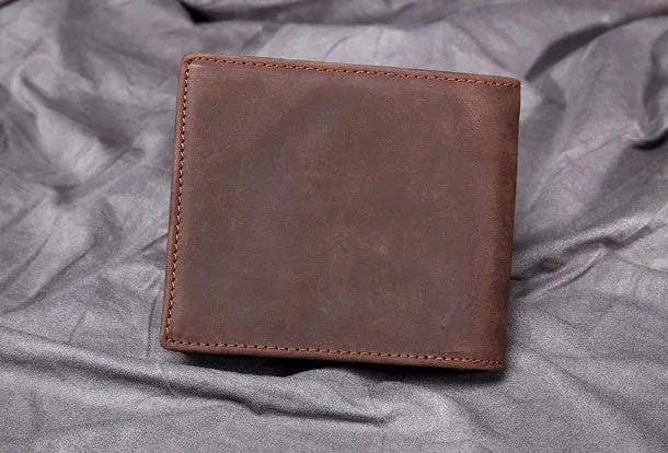 Handmade Genuine Leather Vintage Mens Wallets Cool billfold Slim Bifold Wallet Card Wallet Purse for Mens
