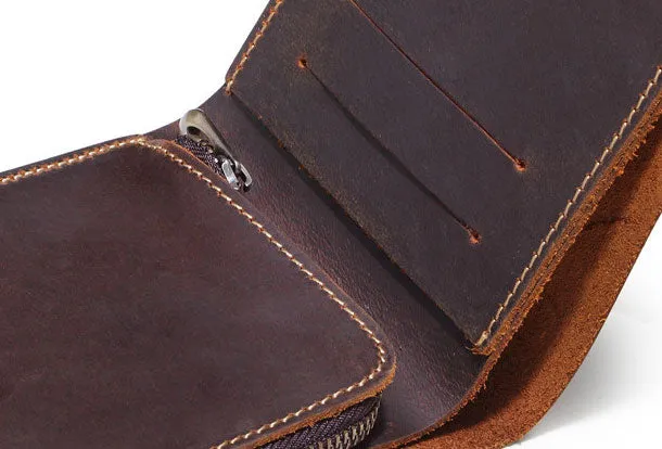 Handmade Genuine Leather Wallet billfold Leather Wallet Bifold Slim Wallet Purse Bag For Mens
