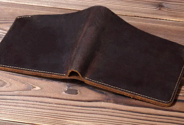 Handmade Genuine Leather Wallet billfold Leather Wallet Bifold Slim Wallet Purse Bag For Mens