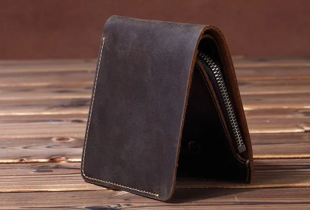 Handmade Genuine Leather Wallet billfold Leather Wallet Bifold Slim Wallet Purse Bag For Mens