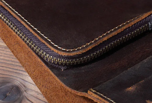 Handmade Genuine Leather Wallet billfold Leather Wallet Bifold Slim Wallet Purse Bag For Mens