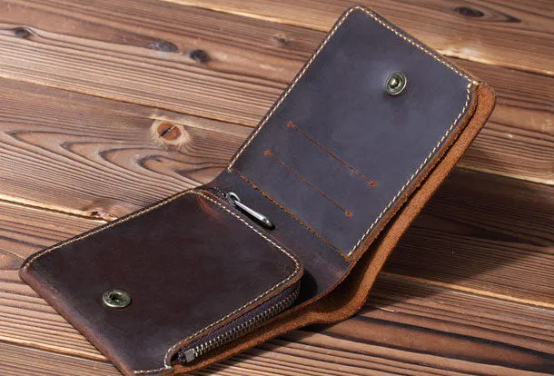 Handmade Genuine Leather Wallet billfold Leather Wallet Bifold Slim Wallet Purse Bag For Mens