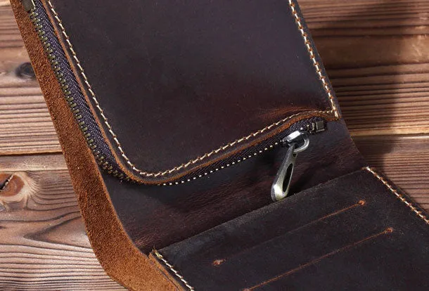 Handmade Genuine Leather Wallet billfold Leather Wallet Bifold Slim Wallet Purse Bag For Mens