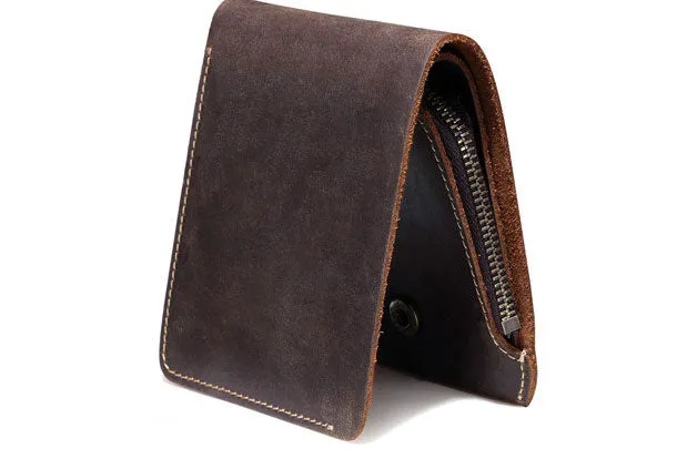 Handmade Genuine Leather Wallet billfold Leather Wallet Bifold Slim Wallet Purse Bag For Mens