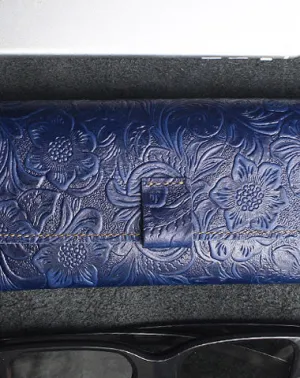 Handmade glasses leather box holder flowral leather billfold wallet for men women