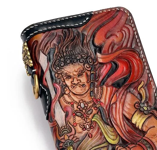 Handmade Leather Acalanatha Mens Chain Biker Wallet Cool Leather Wallet With Chain Wallets for Men