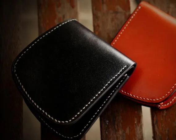 Handmade Leather Bifold Mens Small Wallet Cool Slim Wallet billfold Wallet for Men
