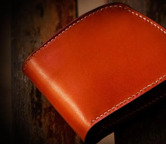 Handmade Leather Bifold Mens Small Wallet Cool Slim Wallet billfold Wallet for Men