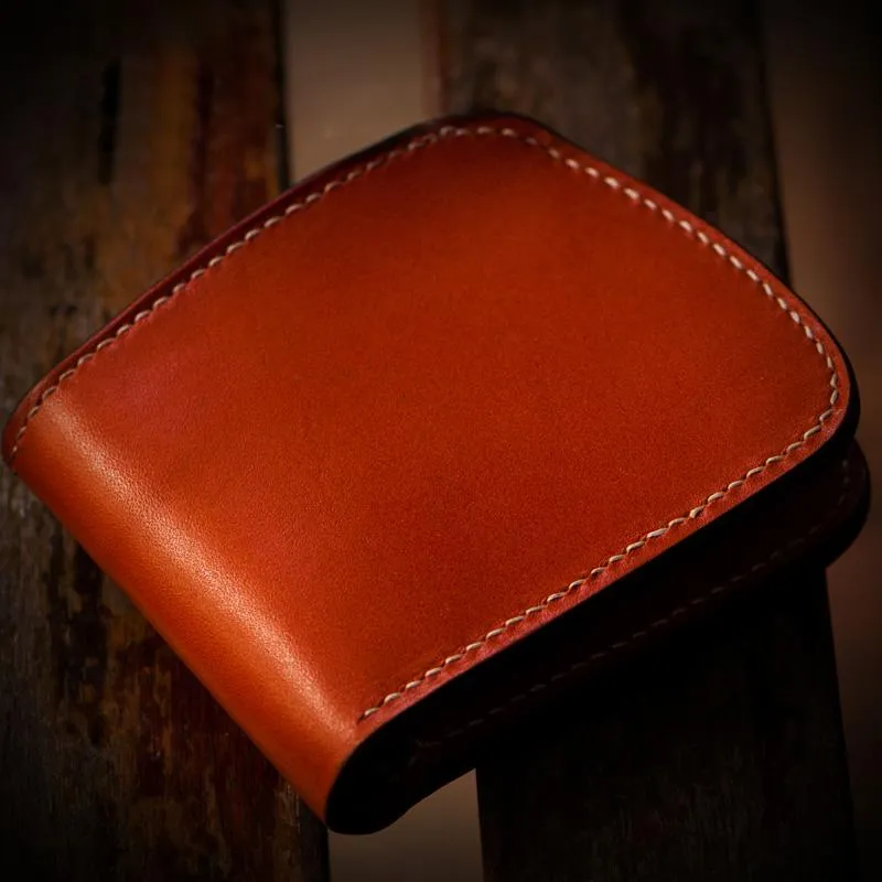 Handmade Leather Bifold Mens Small Wallet Cool Slim Wallet billfold Wallet for Men