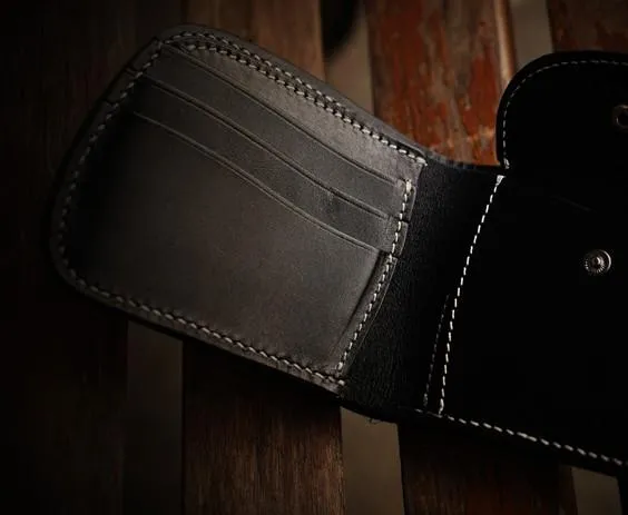Handmade Leather Bifold Mens Small Wallet Cool Slim Wallet billfold Wallet for Men