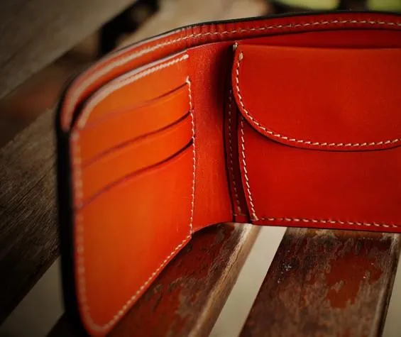 Handmade Leather Bifold Mens Small Wallet Cool Slim Wallet billfold Wallet for Men