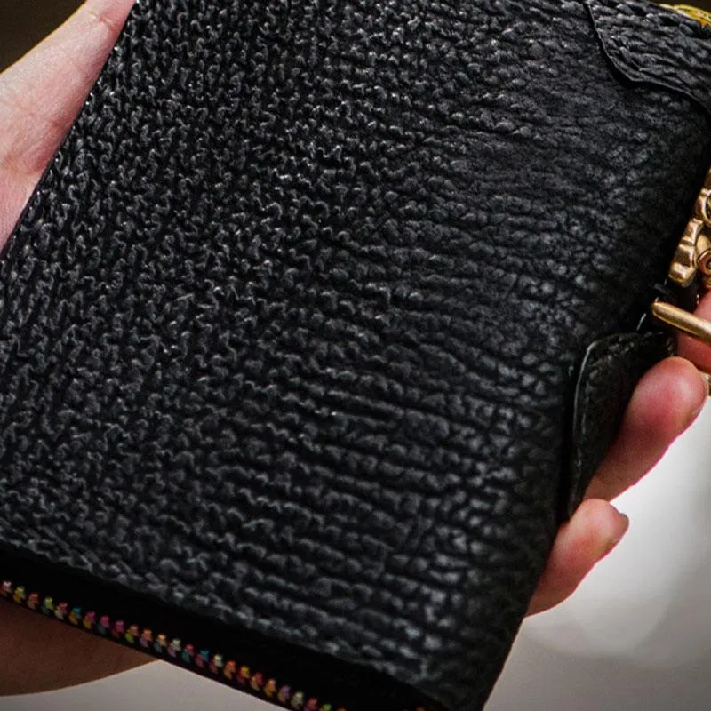Handmade Leather Biker Wallet Mens Cool Small Chain Wallet billfold Trucker Wallet with Chain