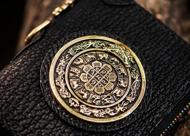 Handmade Leather Biker Wallet Mens Cool Small Chain Wallet billfold Trucker Wallet with Chain