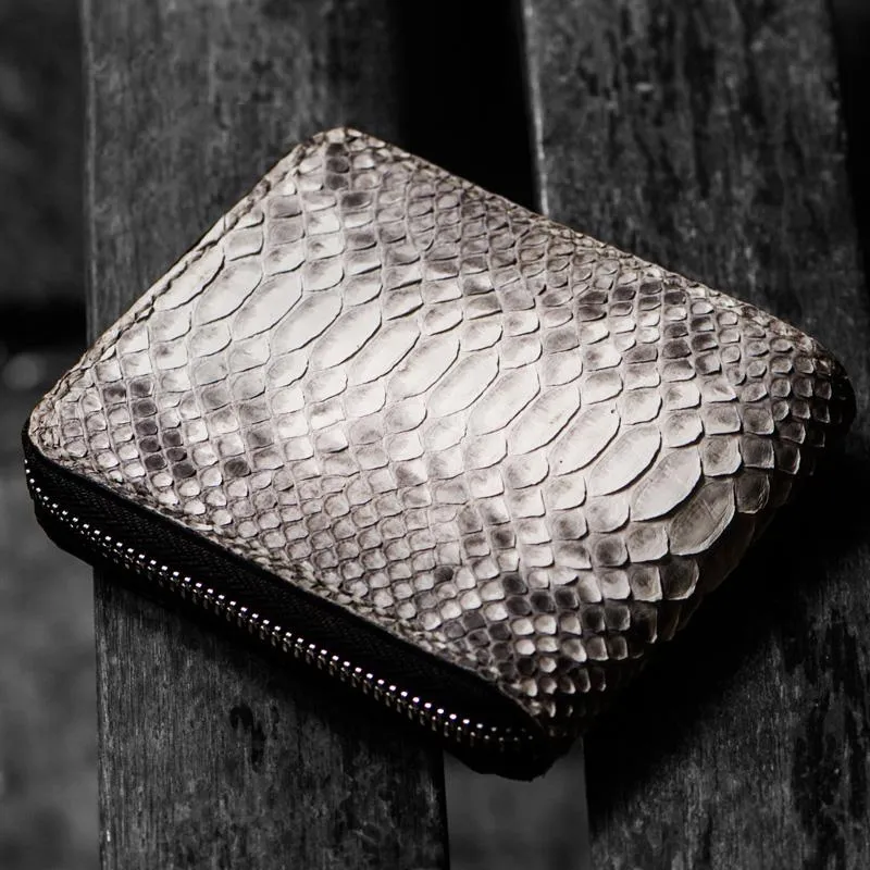 Handmade Leather Boa Skin Mens billfold Wallet Cool Small Wallet Wallet for Men