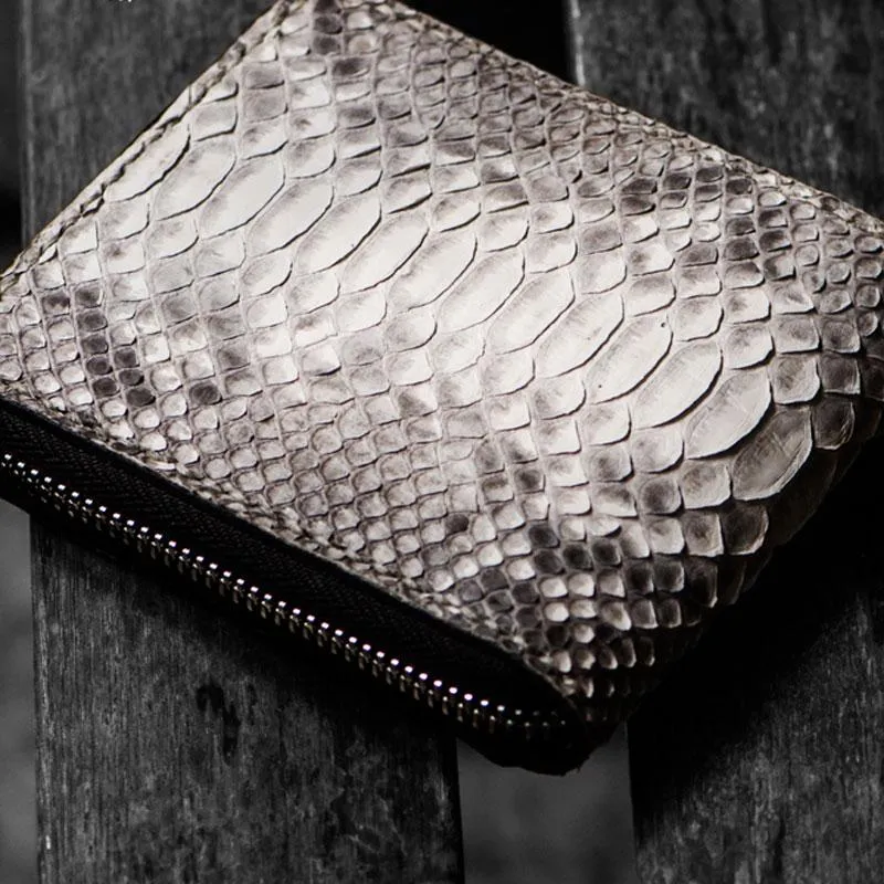 Handmade Leather Boa Skin Mens billfold Wallet Cool Small Wallet Wallet for Men