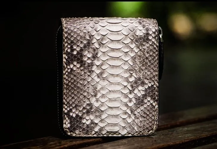 Handmade Leather Boa Skin Mens billfold Wallet Cool Small Wallet Wallet for Men