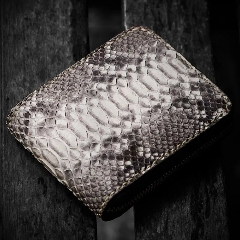 Handmade Leather Boa Skin Mens billfold Wallet Cool Small Wallet Wallet for Men