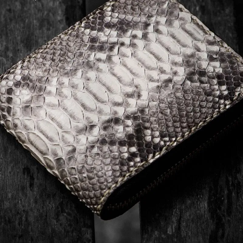 Handmade Leather Boa Skin Mens billfold Wallet Cool Small Wallet Wallet for Men