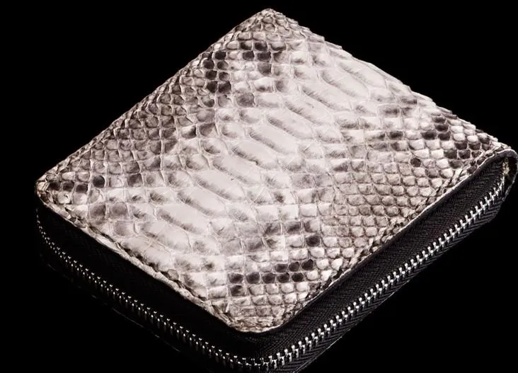 Handmade Leather Boa Skin Mens billfold Wallet Cool Small Wallet Wallet for Men
