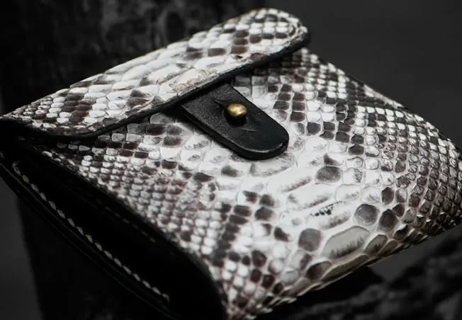 Handmade Leather Boa Skin Tooled Mens billfold Wallet Cool Small Wallet for Men