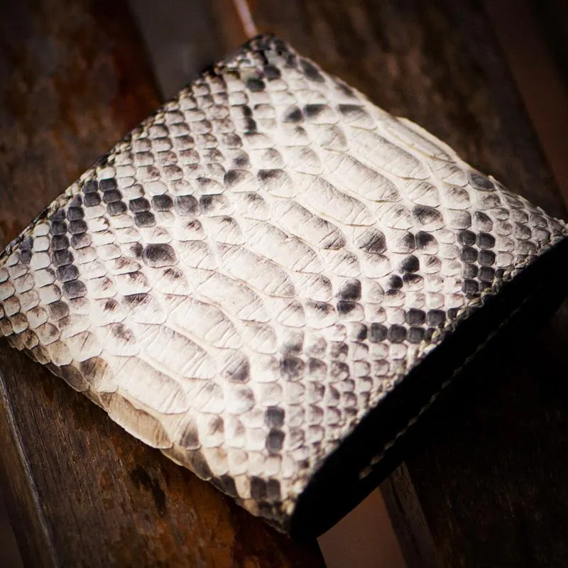 Handmade Leather Boa Skin Tooled Mens billfold Wallet Cool Small Wallet for Men