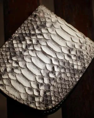Handmade Leather Boa Skin Tooled Mens billfold Wallet Cool Small Wallet for Men