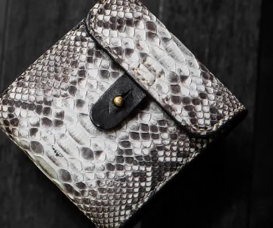 Handmade Leather Boa Skin Tooled Mens billfold Wallet Cool Small Wallet for Men