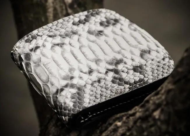 Handmade Leather Boa Skin Tooled Mens billfold Wallet Cool Small Wallet for Men
