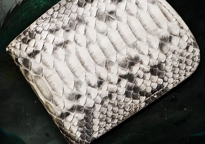 Handmade Leather Boa Skin Tooled Mens billfold Wallet Cool Small Wallet for Men