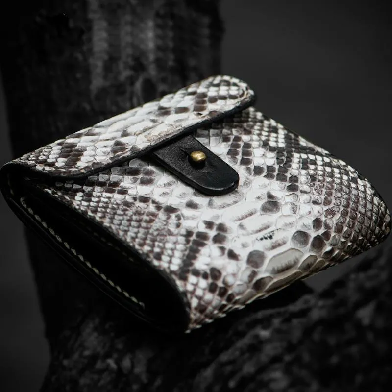 Handmade Leather Boa Skin Tooled Mens billfold Wallet Cool Small Wallet for Men