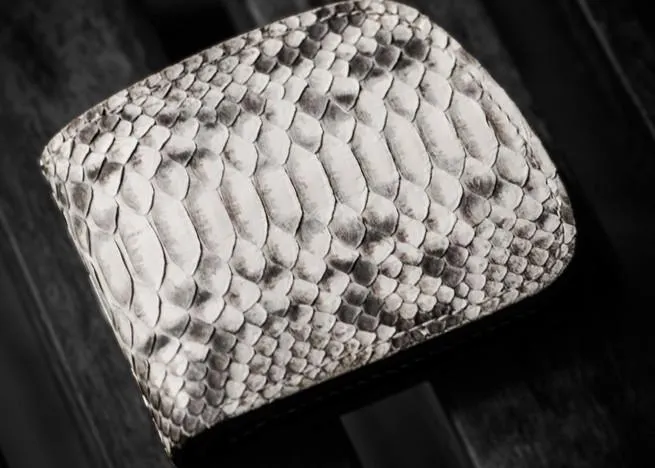 Handmade Leather Boa Skin Tooled Mens billfold Wallet Cool Small Wallet for Men