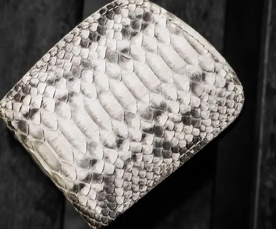 Handmade Leather Boa Skin Tooled Mens billfold Wallet Cool Small Wallet for Men