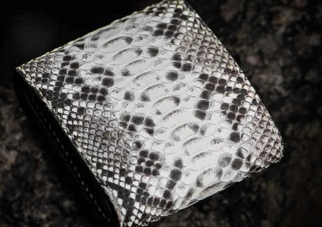 Handmade Leather Boa Skin Tooled Mens billfold Wallet Cool Small Wallet for Men
