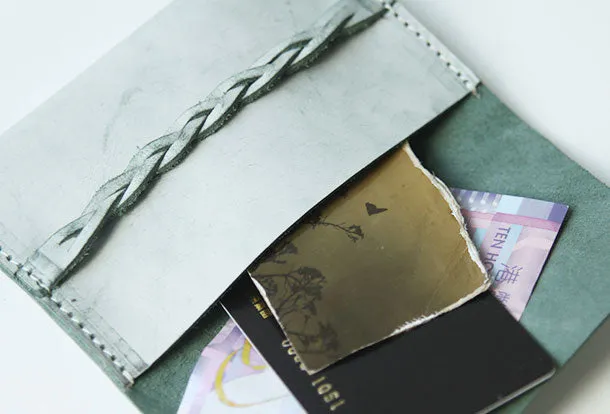 Handmade leather braided personalized custom billfold coin change wallet card wallet for women