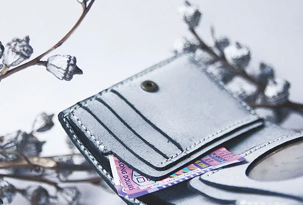 Handmade leather braided personalized custom clutch purse billfold wallet purse clutch women
